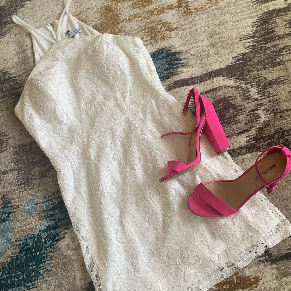 White lace mini dress